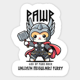 Kawaii Cat in Thor Costume - Almighty Pawr! Magnet