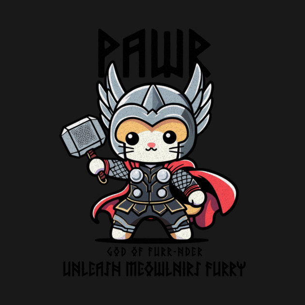 Kawaii Cat in Thor Costume - Almighty Pawr! by Designed By Marty