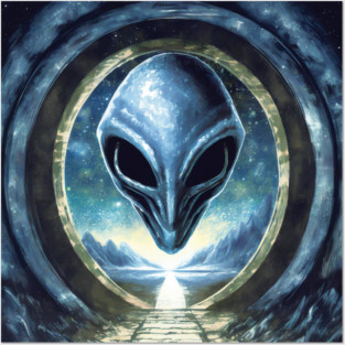 Floating Alien Head Posters and Art