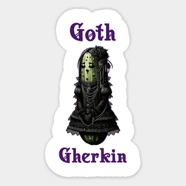 Goth Gherkin Anthropomorphic Gothic Emo Pickle Magnet by Luxinda