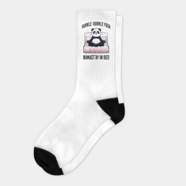 Hurkle-Durkle Yoga Namast'ay in my bed panda Scottish slang Socks by Luxinda