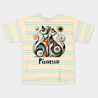 Dual Picatsso Geometric Abstract Cats Kids T-Shirt