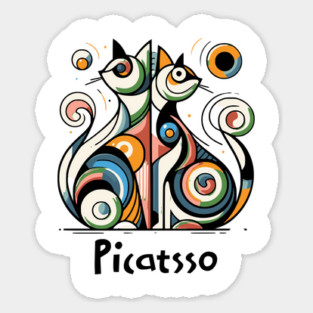 Dual Picatsso Geometric Abstract Cats Sticker