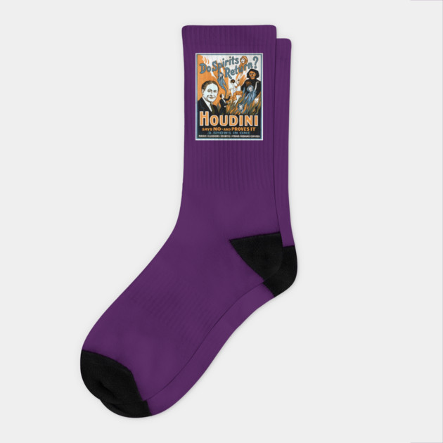 Vintage Magic Houdini Poster Stage Magician Socks by QuirkyQuest Creations