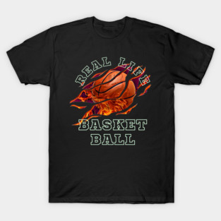 Real Life Basketball Flame Skull Graphic Gift T-Shirt