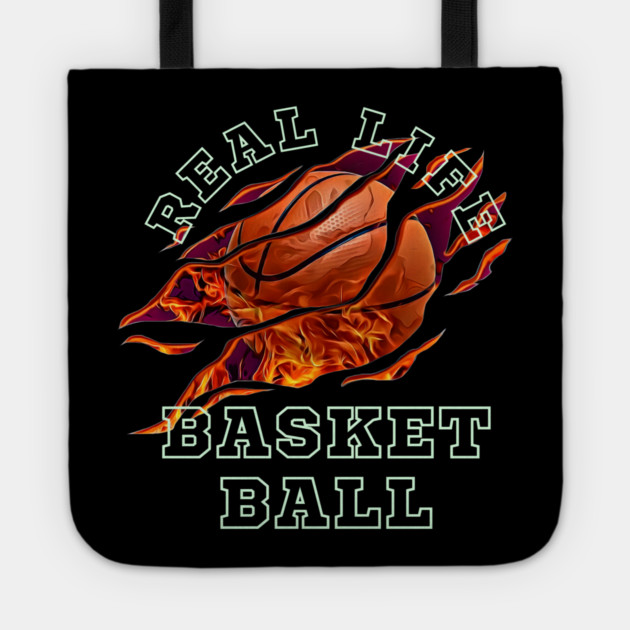 Real Life Basketball Flame Skull Graphic Gift Tote by MakerMind8.2
