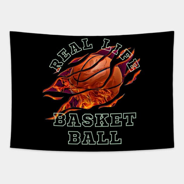 Real Life Basketball Flame Skull Graphic Gift Tapestry by MakerMind8.2