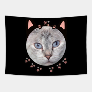 Kitty in rosa with blue eyes Tapestry