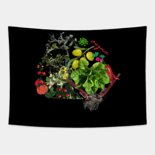 vegan lifestyle - live sustainably with vegetables and salad Tapestry