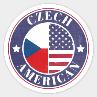 Proud Czech-American Badge - Czech Republic Flag Sticker