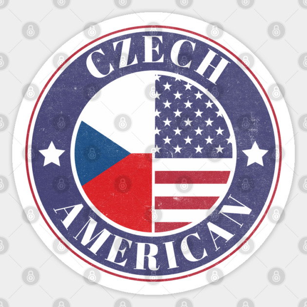 Proud Czech-American Badge - Czech Republic Flag Sticker by Yesteeyear