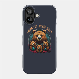 Mom of 3 Boys Mothers Day Mama Bear Phone Case