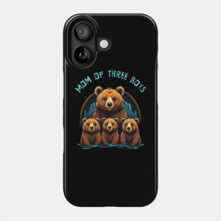Mom of 3 Boys Mothers Day Mama Bear Phone Case
