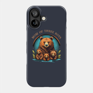 Mom of 3 Boys Mothers Day Mama Bear Phone Case