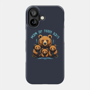Mom of 3 Boys Mothers Day Mama Bear Phone Case
