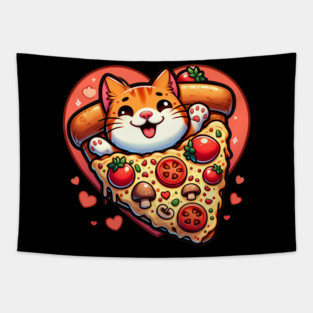 Funny Fat with Pizza, Funny Pizza lover Tapestry