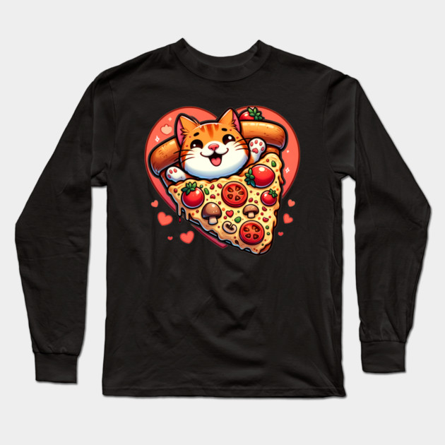 Funny Fat with Pizza, Funny Pizza lover Long Sleeve T-Shirt by logiamerch