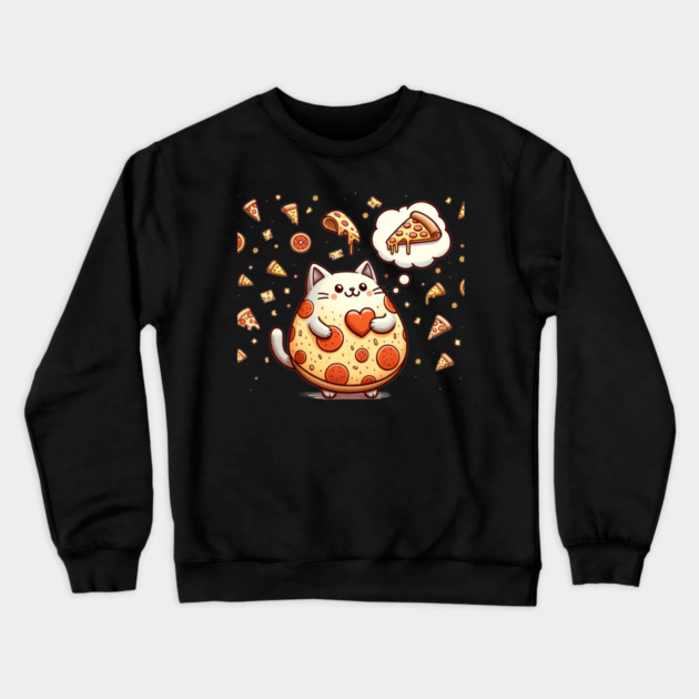 Funny Fat with Pizza, Funny Pizza lover Crewneck Sweatshirt by logiamerch