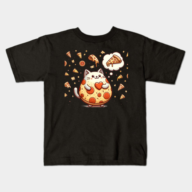 Funny Fat with Pizza, Funny Pizza lover Kids T-Shirt by logiamerch