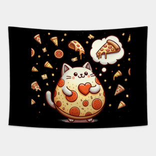 Funny Fat with Pizza, Funny Pizza lover Tapestry