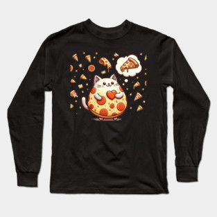 Funny Fat with Pizza, Funny Pizza lover Long Sleeve T-Shirt