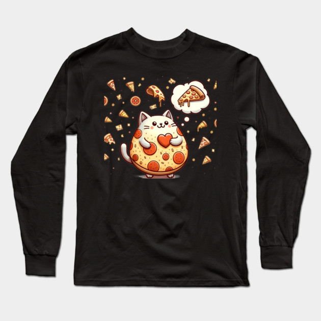 Funny Fat with Pizza, Funny Pizza lover Long Sleeve T-Shirt by logiamerch