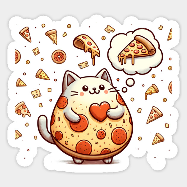 Funny Fat with Pizza, Funny Pizza lover Sticker by logiamerch