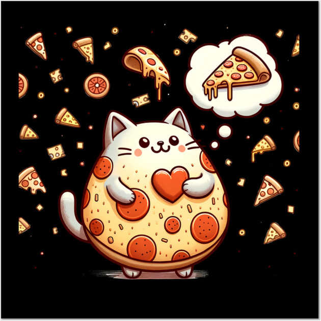 Funny Fat with Pizza, Funny Pizza lover Wall Art by logiamerch