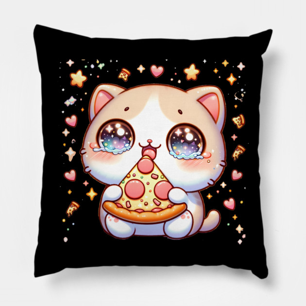 Cute kawaii with Pizza, Funny Pizza lover Pillow by logiamerch