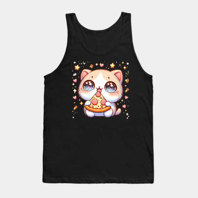 Cute kawaii with Pizza, Funny Pizza lover Tank Top by logiamerch
