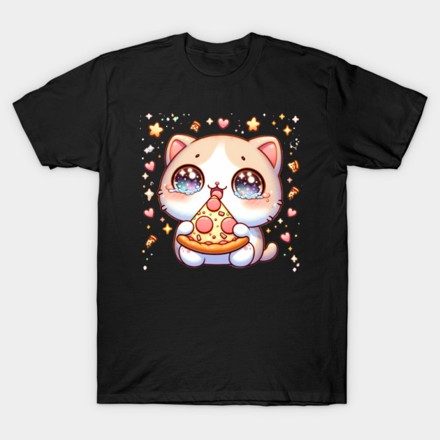 Cute kawaii with Pizza, Funny Pizza lover T-Shirt by logiamerch