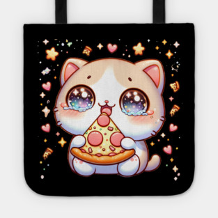 Cute kawaii with Pizza, Funny Pizza lover Tote