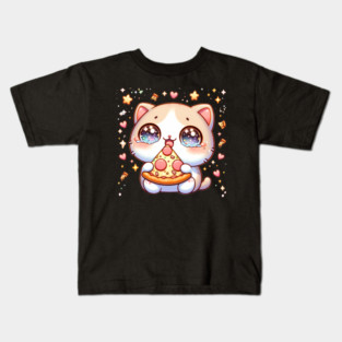 Cute kawaii with Pizza, Funny Pizza lover Kids T-Shirt