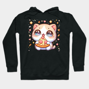 Cute kawaii with Pizza, Funny Pizza lover Hoodie