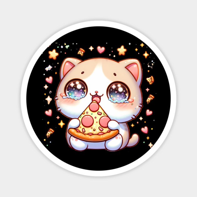 Cute kawaii with Pizza, Funny Pizza lover Magnet by logiamerch