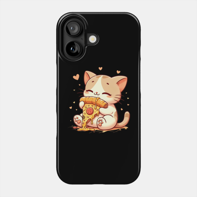 Cute kawaii Eating Pizza, Funny Pizza lover Phone Case by logiamerch