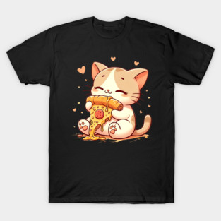 Cute kawaii Eating Pizza, Funny Pizza lover T-Shirt