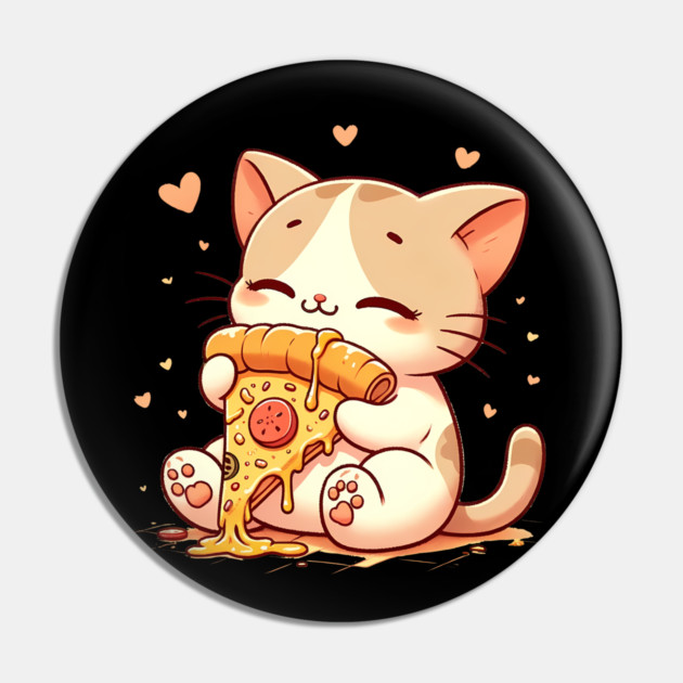 Cute kawaii Eating Pizza, Funny Pizza lover Pin by logiamerch