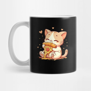 Cute kawaii Eating Pizza, Funny Pizza lover Mug