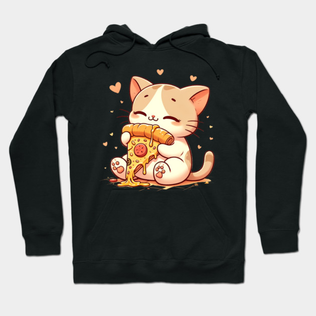 Cute kawaii Eating Pizza, Funny Pizza lover Hoodie by logiamerch