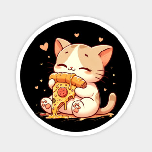 Cute kawaii Eating Pizza, Funny Pizza lover Magnet