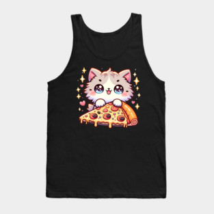 Cute kawaii with Pizza, Funny Pizza lover Tank Top