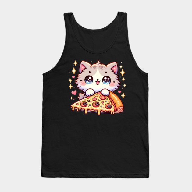 Cute kawaii with Pizza, Funny Pizza lover Tank Top by logiamerch