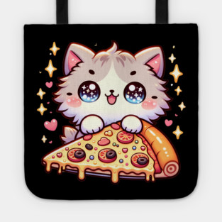 Cute kawaii with Pizza, Funny Pizza lover Tote