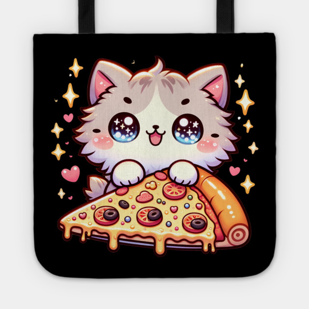 Cute kawaii with Pizza, Funny Pizza lover Tote by logiamerch