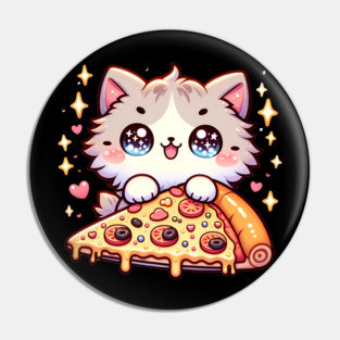 Cute kawaii with Pizza, Funny Pizza lover Pin