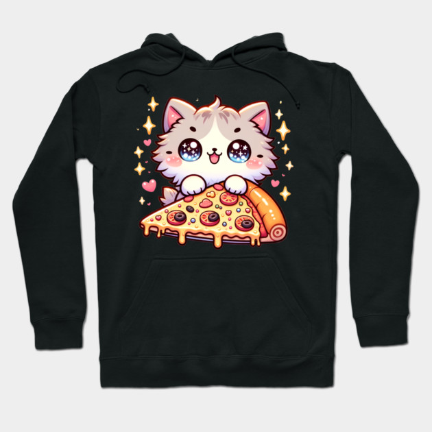 Cute kawaii with Pizza, Funny Pizza lover Hoodie by logiamerch