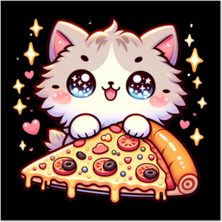 Cute kawaii with Pizza, Funny Pizza lover Posters and Art