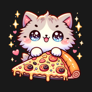 Cute kawaii with Pizza, Funny Pizza lover T-Shirt