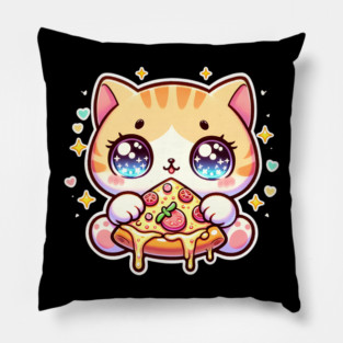 Cute kawaii with Pizza, Funny Pizza lover Pillow